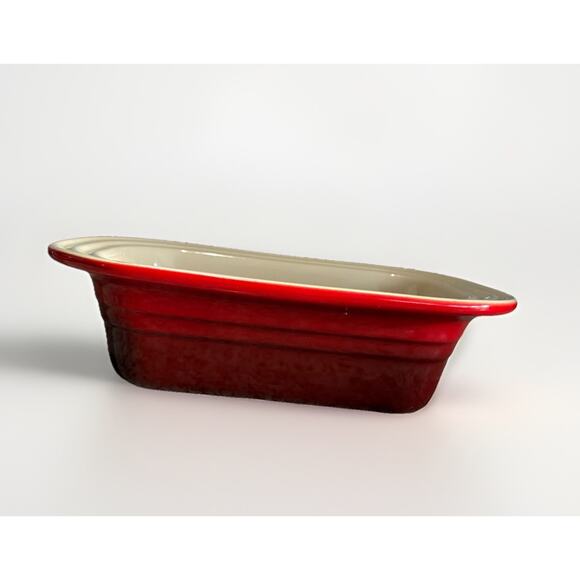 Le Creuset Bread Meatloaf Baking Dish Stoneware Red Loaf Pan Rectangular 9"X5" - Picture 2 of 8